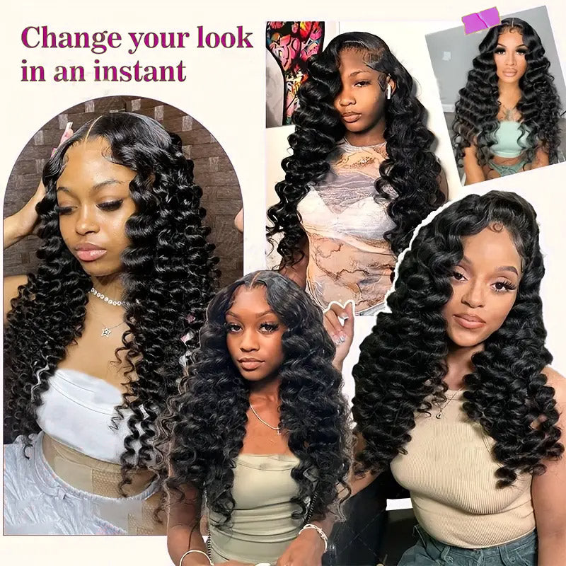 30“=$179 | Hairsmarket Loose Deep 13x6 HD Lace Front Wig Glueless Pre Plucked & Pre Bleach Glueless Wig Human Hair Wig