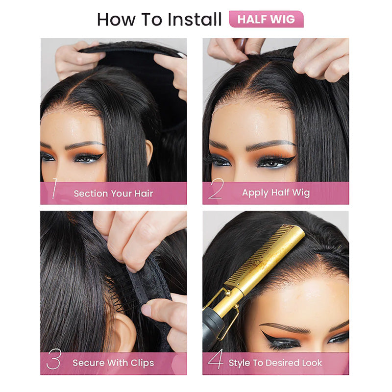 Hairsmarket Glueless 3 IN 1 Half Wig Bouncy Coily Kinky Curly 180% Density Pull And Go Drawstring Band
