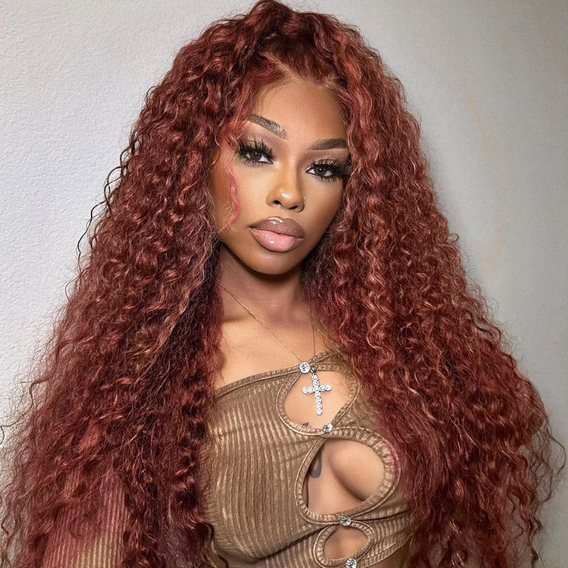 #33 Reddish Brown Deep Wave Human Hair For Braiding