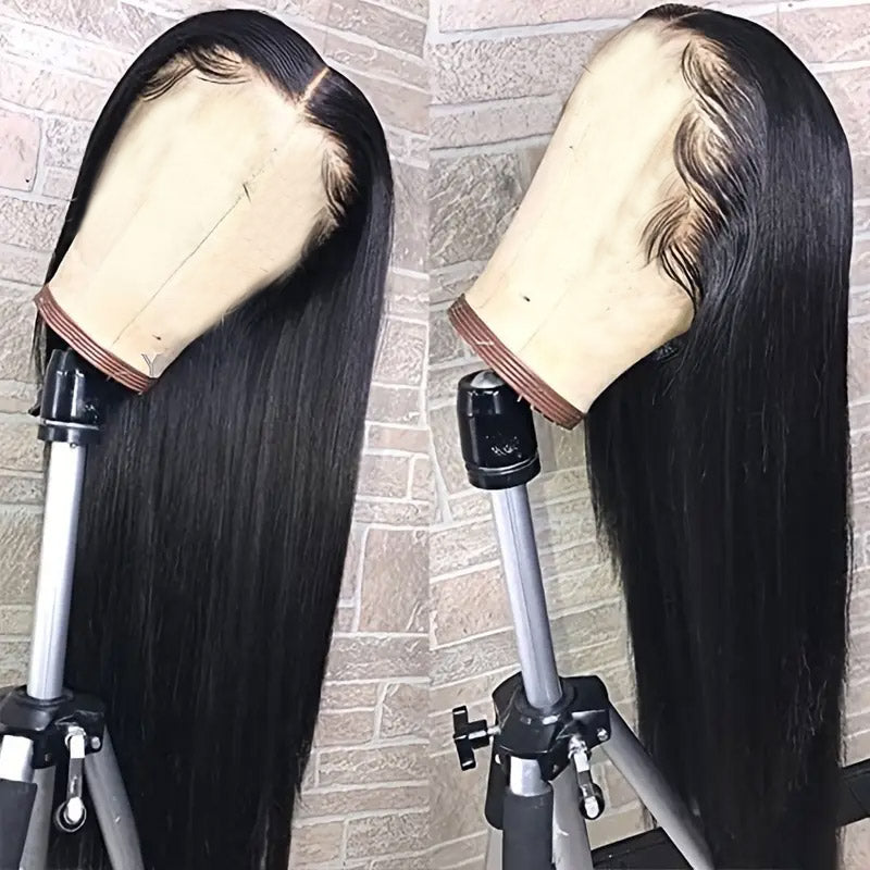 30“=$179 | Hairsmarket Straight 13x6 HD Lace Front Wig Pre Plucked & Pre Bleach Glueless Human Hair Wig 180% Density