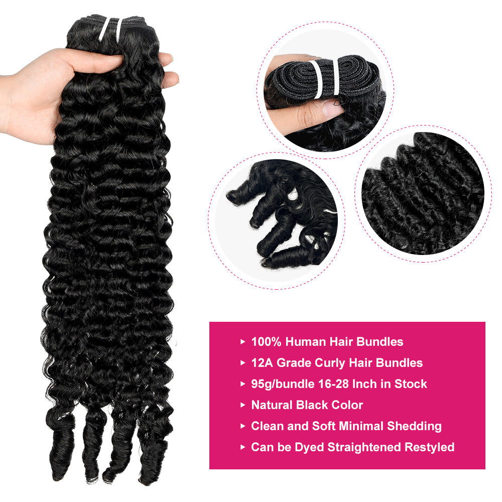 (Ship From US)Hairsmarket Burmese Curly Bundles 12A Unprocessced Virgin 100% Human Hair Extensions 1 Pc/3 Pcs