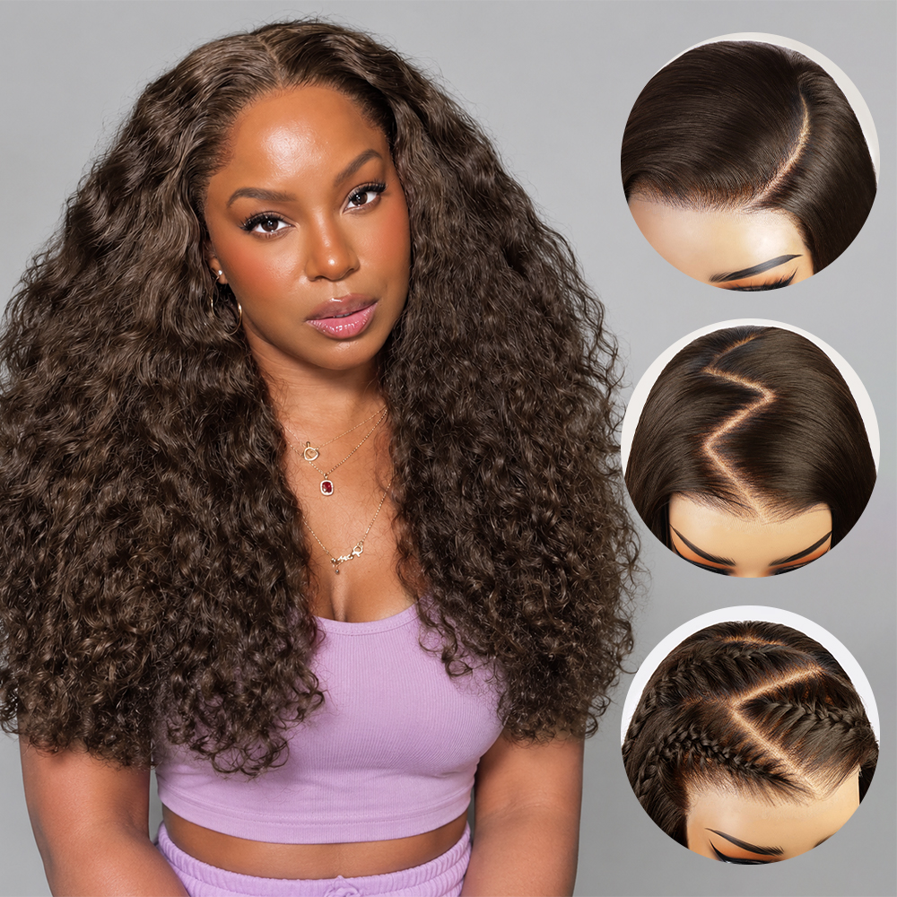Hairsmarket Auburn Brown Color Burmese Curly Lace Wig HD Transparent Lace Chocolate Brown 13x4 13x6 Human Hair Wig