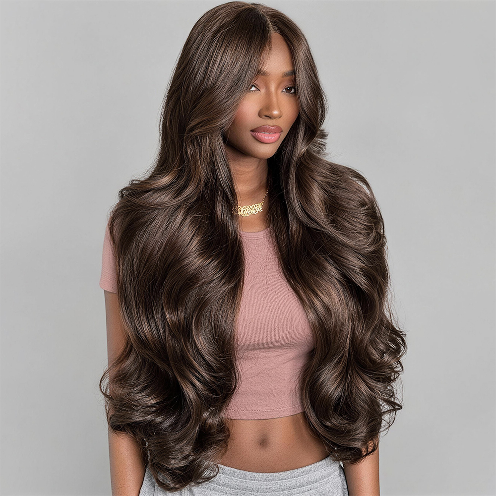Hairsmarket Brown Wig Body Wave Lace Front Wigs Chocolate Brown 13x4 Lace Frontal Wig Barbie HD Lace Human Hair Wigs