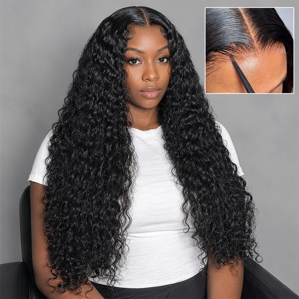 Glueless Wigs Deep Wave /Straight / Body Wave/ Water Wave Pre Cut Human Hair Wigs Body Wave 5x5 HD Lace Closure Wigs Bleached Knots