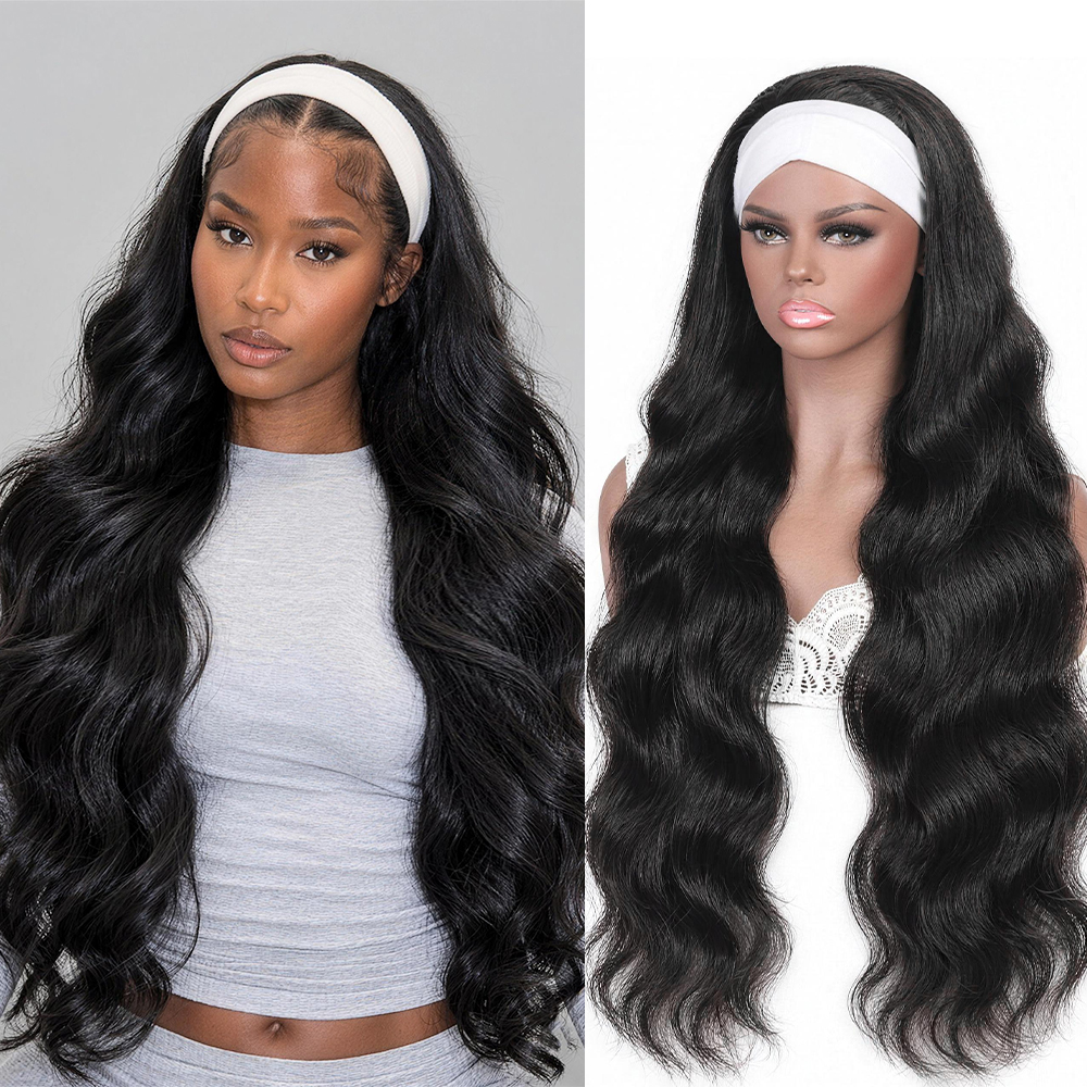 Body Wave Headband Wig Virgin Human Hair Affordable Half Wigs