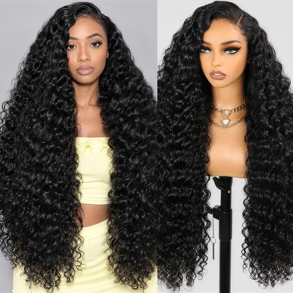 Pre-Plucked Glueless Wigs Deep Wave 13x6 HD Transparent Lace Frontal Wig 180% Human Hair Wigs Customized Wig Cap Size