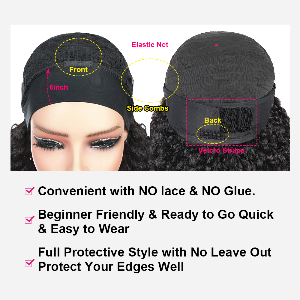 Body Wave Headband Wig Virgin Human Hair Affordable Half Wigs