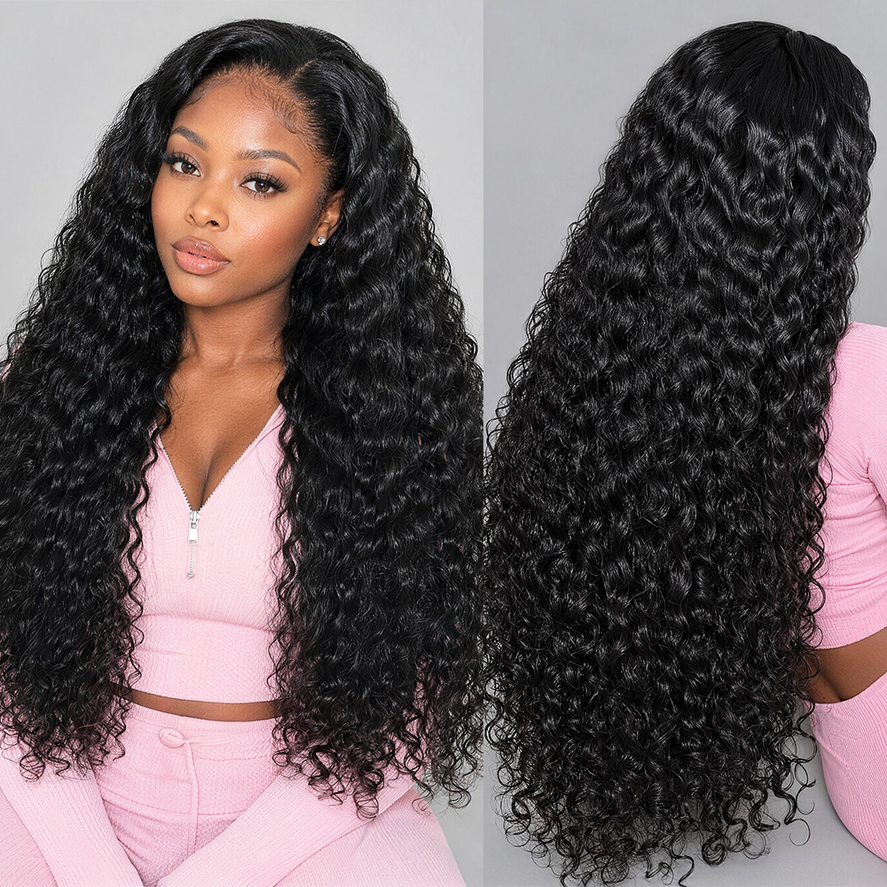 Pre-Plucked Glueless Wigs Deep Wave 13x6 HD Transparent Lace Frontal Wig 180% Human Hair Wigs Customized Wig Cap Size