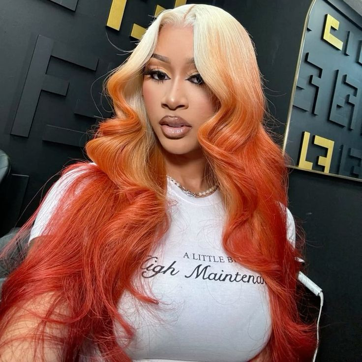 Ombre Ginger Color Body Wave Lace Wig Blonde And Ginger Ombre Color HD Transparent 13x4 13x6 Human Hair Wig