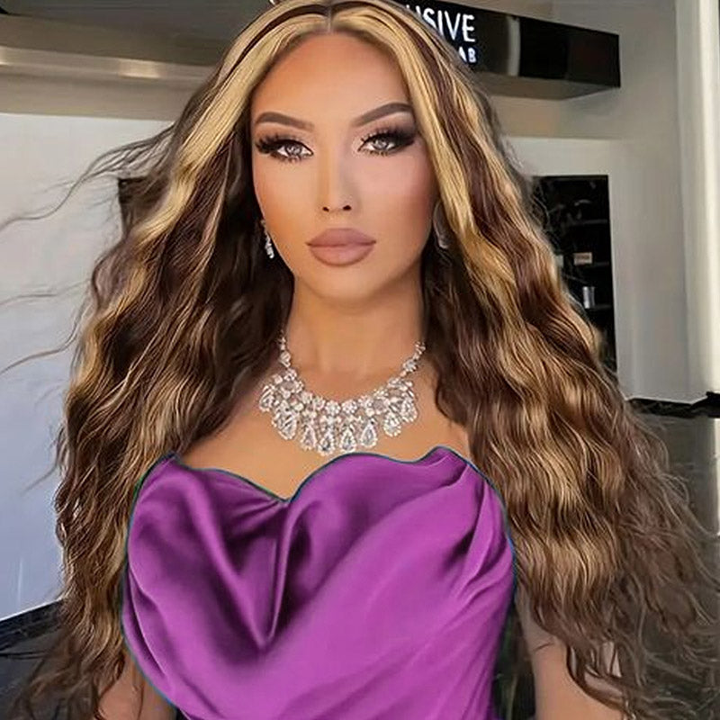 30"=$185| Hairsmarket P4/27 Color Highlight Wig 13x6 HD Lace Front Wig Straight Honey Blonde Glueless Human Hair Wig