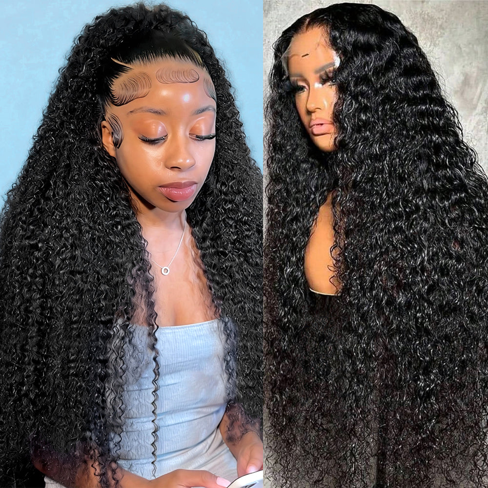 Kinky Curly Wig 13x4 Lace Front Wig Invisible HD Transparent Lace Wigs 100% Human Hair For Women