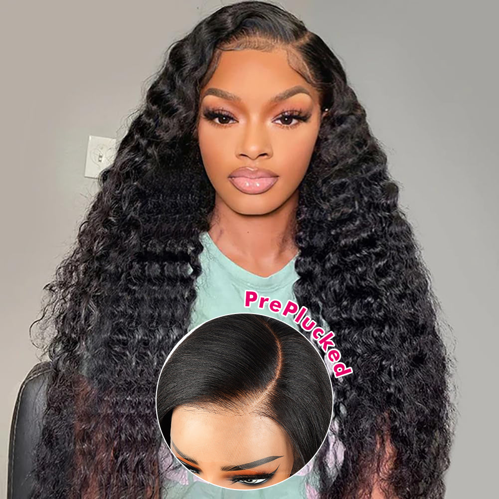Hairsmarket Deep Wave 13x6 Lace Wig Transparent Lace Human Hair Wigs Glueless Pre-everything