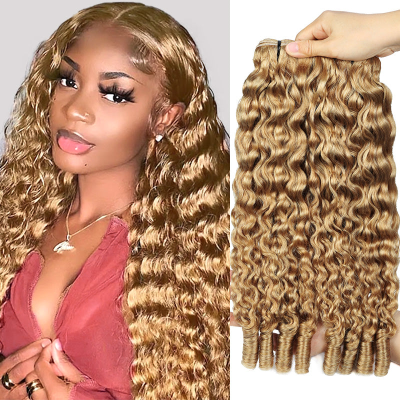 Hairsmarket Burmese Curly Bundles #27 Hony Blonde Color Burmese Pix Curls Raw Virgin Human Hair Weave Bundle