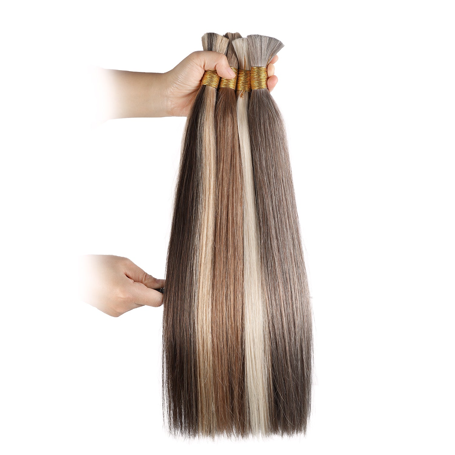 Hairsmarket Human Bulk Hair Extensions for Boho Colored Knotless Braiding #8/#18/# P2/27/#P8/60