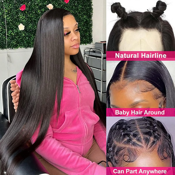 Pre Cut HD Lace Frontal Wigs Straight Hair Wear & Go Glueless Front Wigs Beginner Friendly