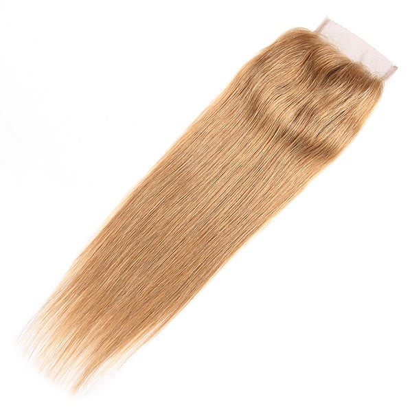 #27 Straight Hair With Closure Virgin Human Hair Colored 3 Bundles With 4x4 Closure