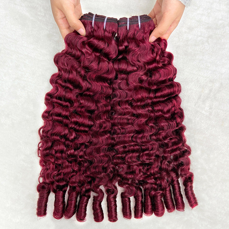 Hairsmarket #99J Burgundy Color Curly Hair Burmese Curly Bundles 12A Unprocessced Virgin 100% Human Hair Extensions 1Pcs/3 pcs