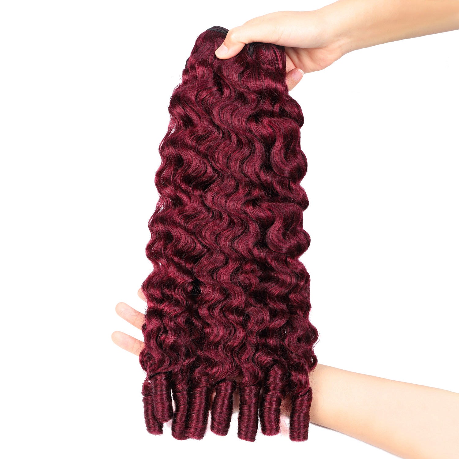 Hairsmarket #99J Burgundy Color Curly Hair Burmese Curly Bundles 12A Unprocessced Virgin 100% Human Hair Extensions 1Pcs/3 pcs