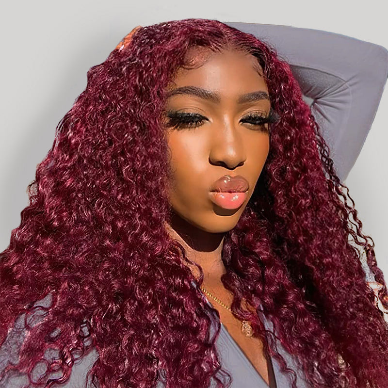 Hairsmarket #99J Burgundy Color Curly Hair Burmese Curly Bundles 12A Unprocessced Virgin 100% Human Hair Extensions 1Pcs/3 pcs