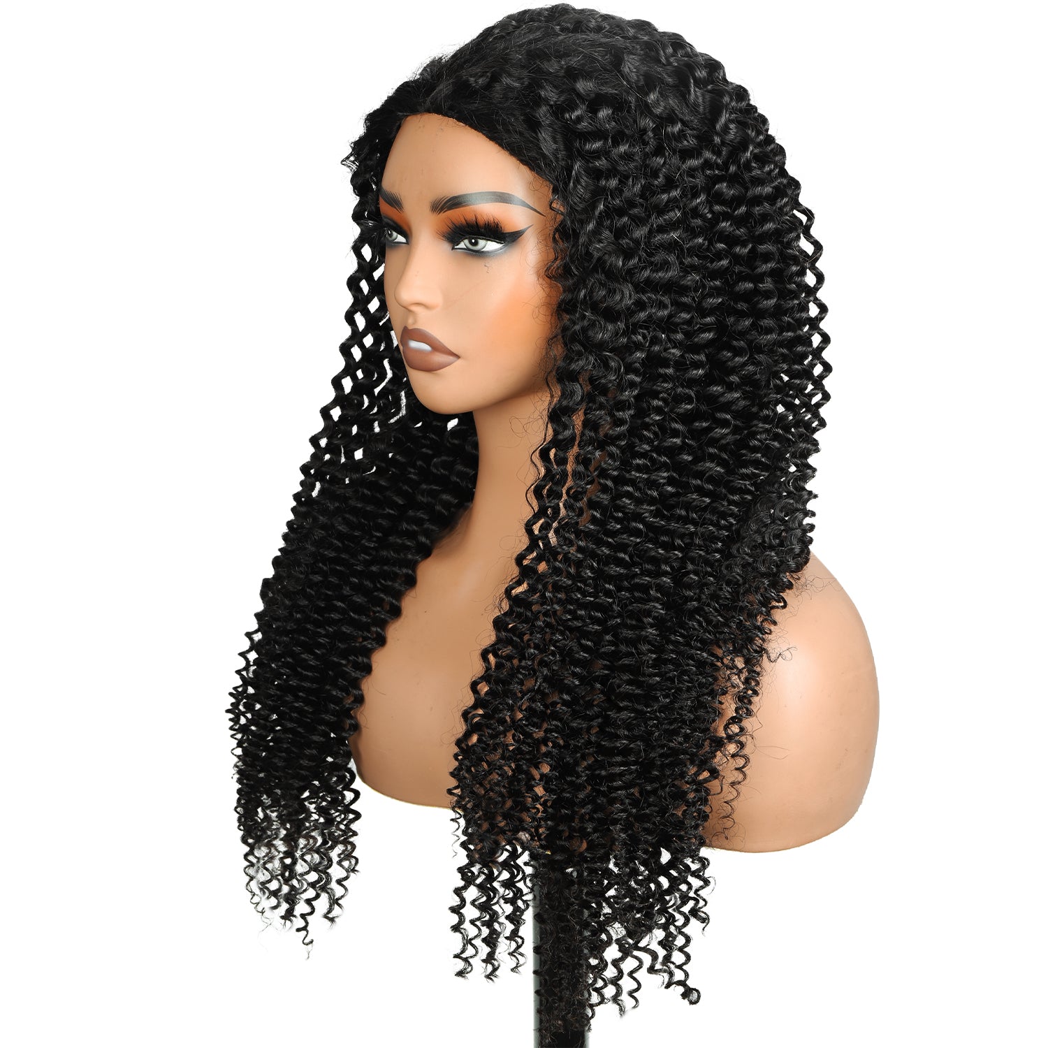 Hairsmarket Glueless 3 IN 1 Half Wig Bouncy Coily Kinky Curly 180% Density Pull And Go Drawstring Band