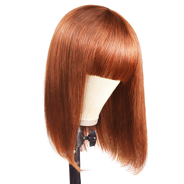 Short Bob Human Hair Wigs With Bang Machine Made Wigs For Black Women