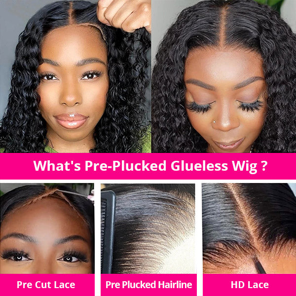 Deep Wave Pre Plucked Glueless Wigs 13x4 HD Lace Front Wig Wear And Go Human Hair Wigs