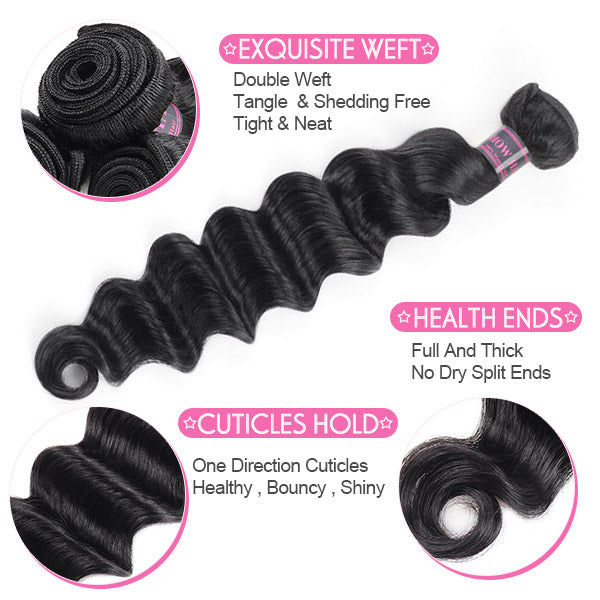 Ishow Malaysian Virgin Human Hair Loose Deep Wave Hair 4 Bundles With Closure