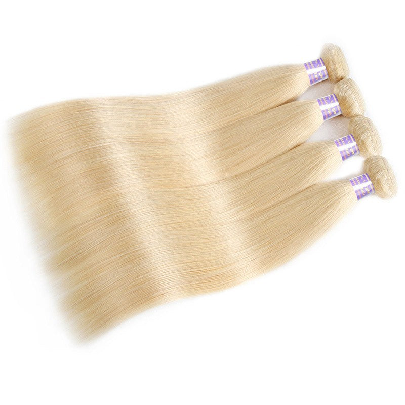 613# Blonde Hair 3 Bundles Virgin Straight Human Hair Weave