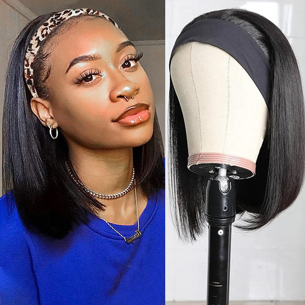 Headband Bob Straight Wigs Short Human Hair Half Wigs Cheap Glueless Wigs