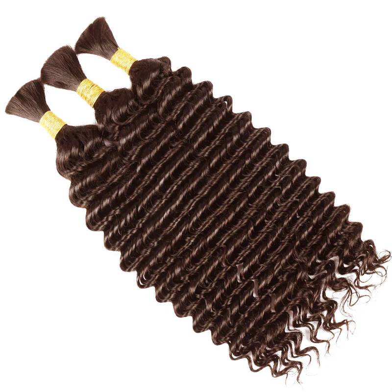 Hairsmarket Human Boho Bulk Braiding Hair Extensions Deep Wave #4 #27 #30 Color Hair Micro Braiding