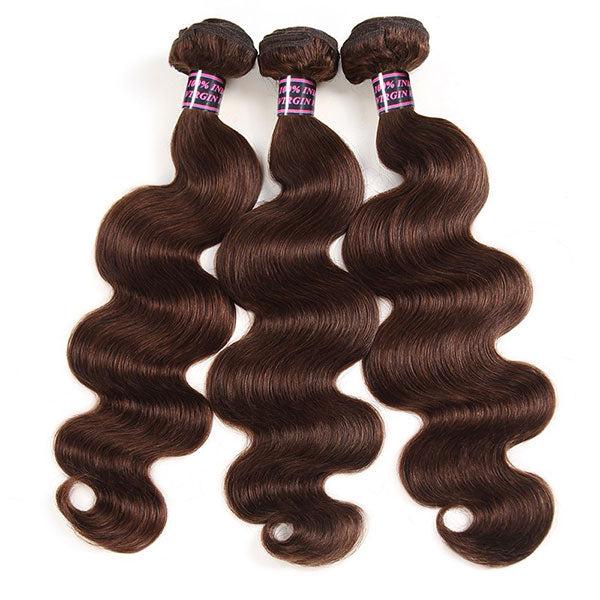 #2 Virgin Human Hair Body Wave 3 Bundles With Lace Closure For Sale