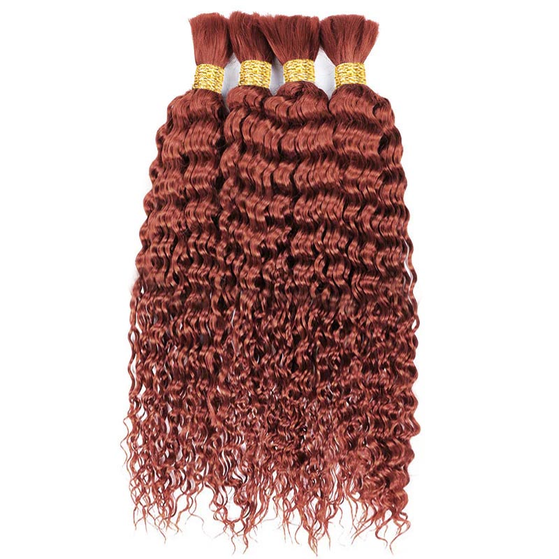 #33 Reddish Brown Deep Wave Human Hair For Braiding
