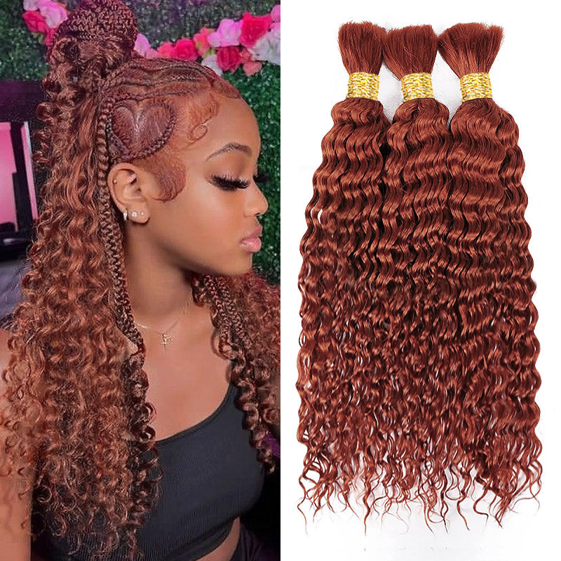 #33 Reddish Brown Deep Wave Human Hair For Braiding