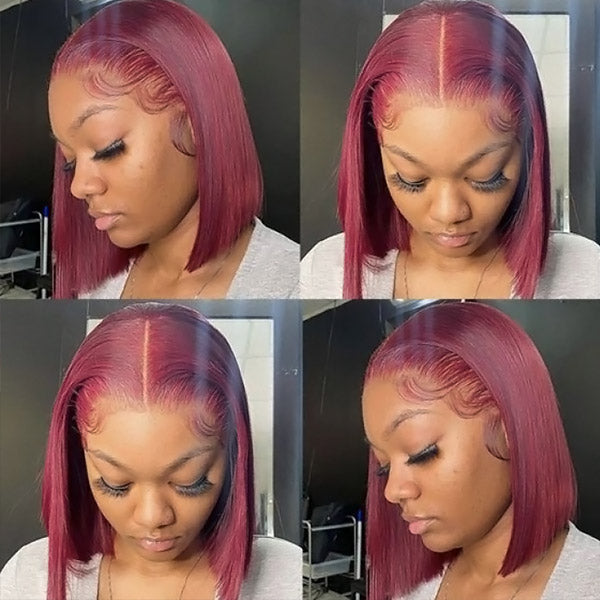 99J Burgundy Bob Lace Front Wigs Straight Hair 13x4 Short Bob Wigs