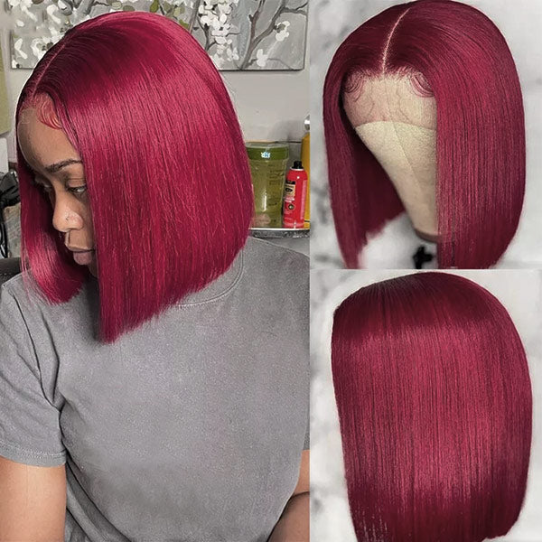 99J Burgundy Bob Lace Front Wigs Straight Hair 13x4 Short Bob Wigs