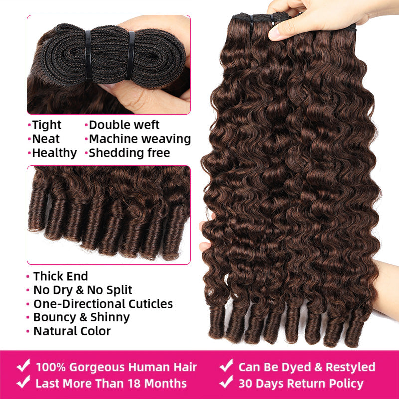Hairsmarket #4 Chocolate Brown Color Raw Burmese Curly Bundles Virgin Human Hair Extension Bundle For Women