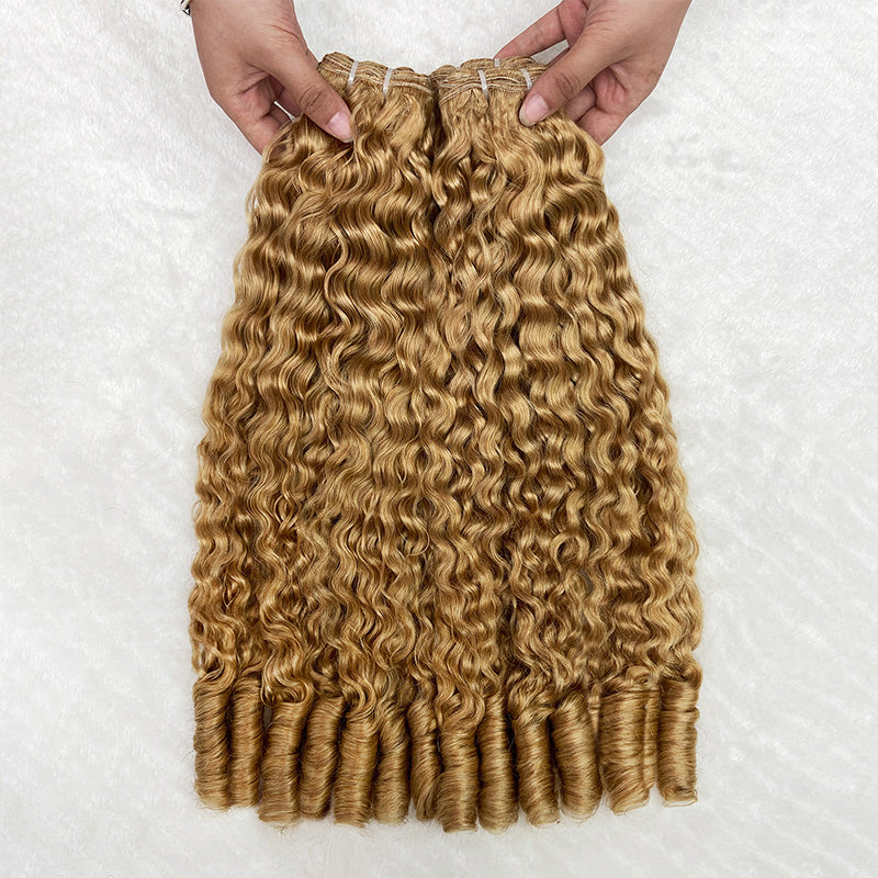 Hairsmarket Burmese Curly Bundles #27 Hony Blonde Color Burmese Pix Curls Raw Virgin Human Hair Weave Bundle