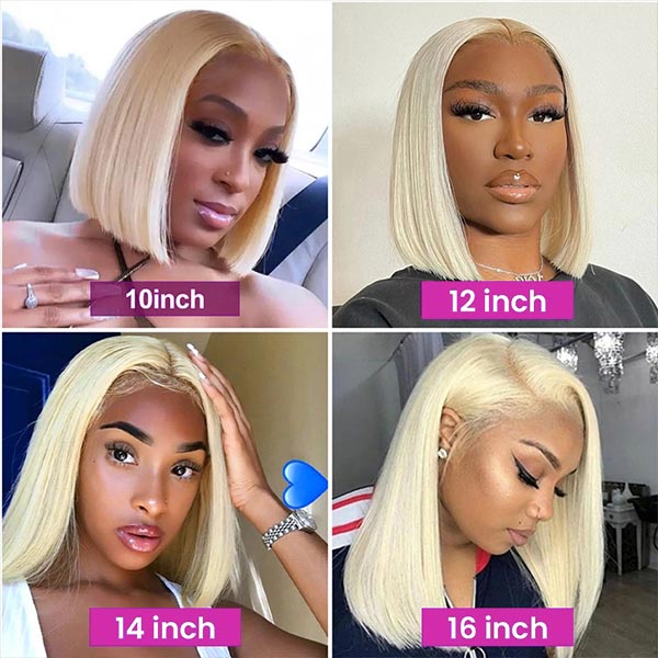 4x4 Closure Wigs 613 Color Blonde Bob Wigs Straight HD Human Hair Wigs