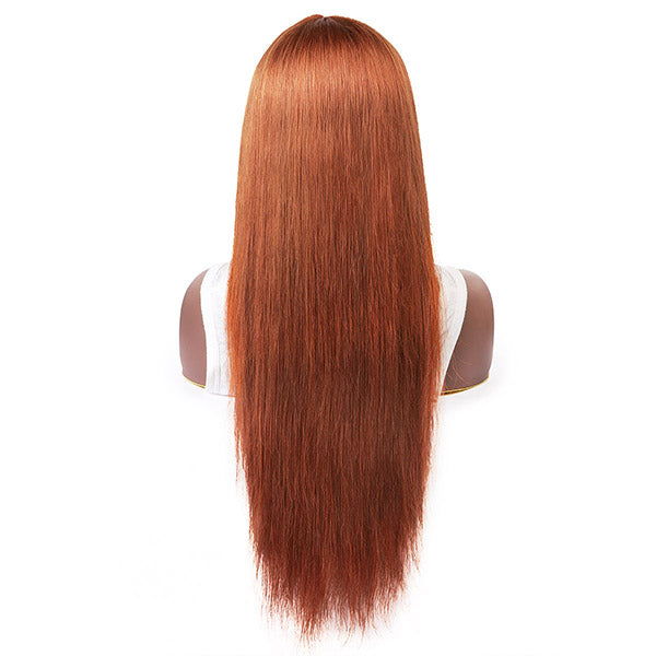 Ginger Color Human Hair Wigs With Bangs 100% Virgin Human Hair Wigs For Black Women