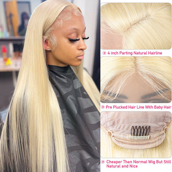 613 13x4 Lace Front Wig Virgin Straight Human Hair Lace Front Wigs Blonde Wigs Human Hair 36 Inch