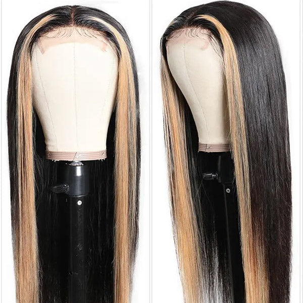 Highlight Straight Human Hair Wig 4*4 Lace Closure Wigs TL27 Ombre Wigs