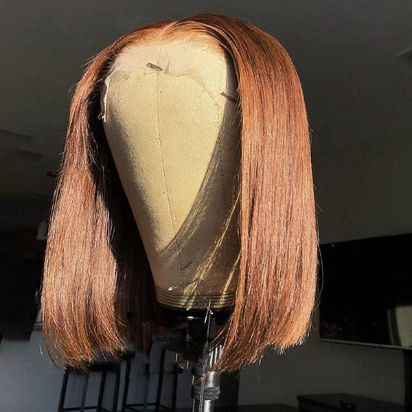 Brown Lace Front Wigs Short Straight Hair Bob Lace Wig 4x4 Bob Straight Wig