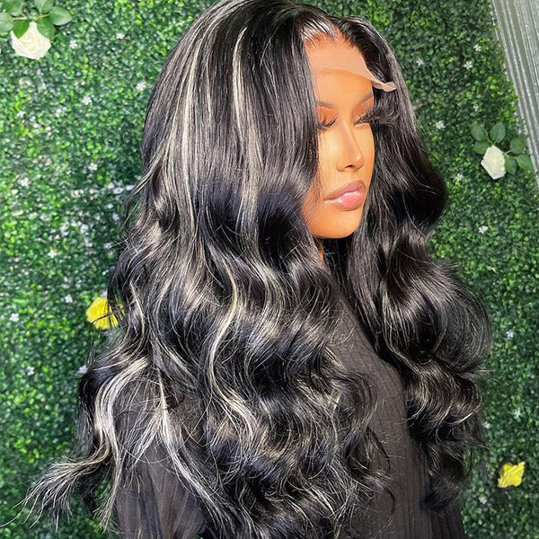 Highlight Grey Body Wave Wig 13x4 HD Lace Frontal Wig 36 Inch 180% Density