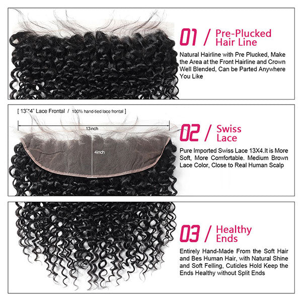 Ishow Hair Curly Wave Virgin Hair13*4 Lace Frontal Closure