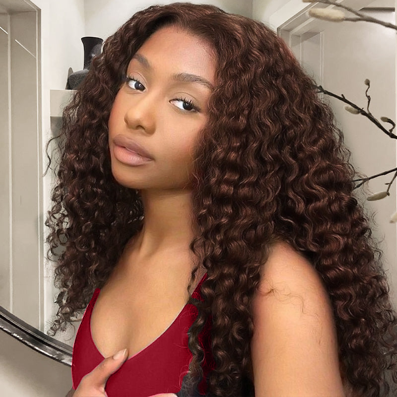 Hairsmarket #4 Chocolate Brown Color Raw Burmese Curly Bundles Virgin Human Hair Extension Bundle For Women