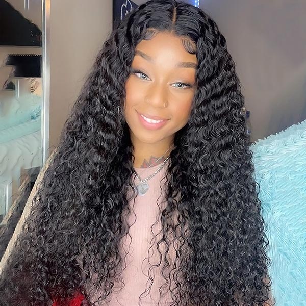 No Glue Wear & Go Wigs Deep Wave 5x5 Lace Closure Wig Pre Cut Glueless Human Hair Wigs