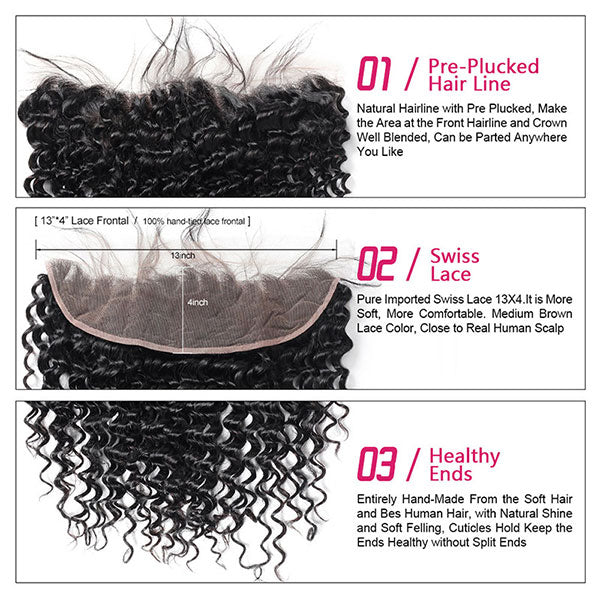 Ishow Hair Deep Wave Human Hair Ear To Ear Lace Frontal