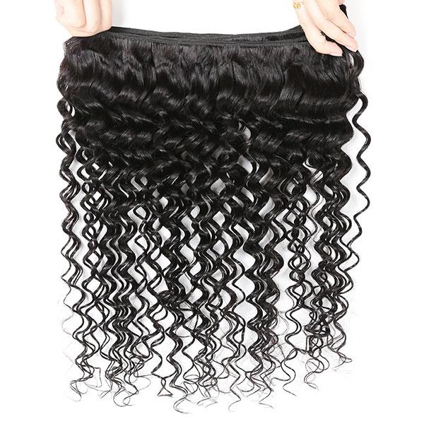 9A Allove Deep Wave Virgin Hair 3 Bundles With One FREE Closure