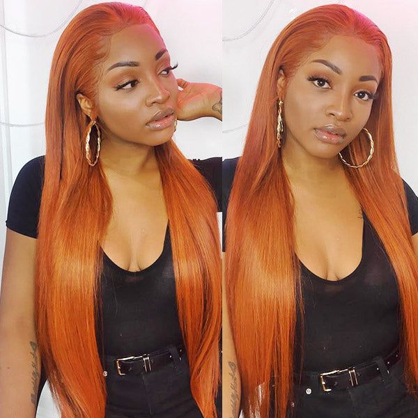 Hairsmarket Ginger Color 13*4 HD Lace Front Wigs Straight Human Hair Wigs