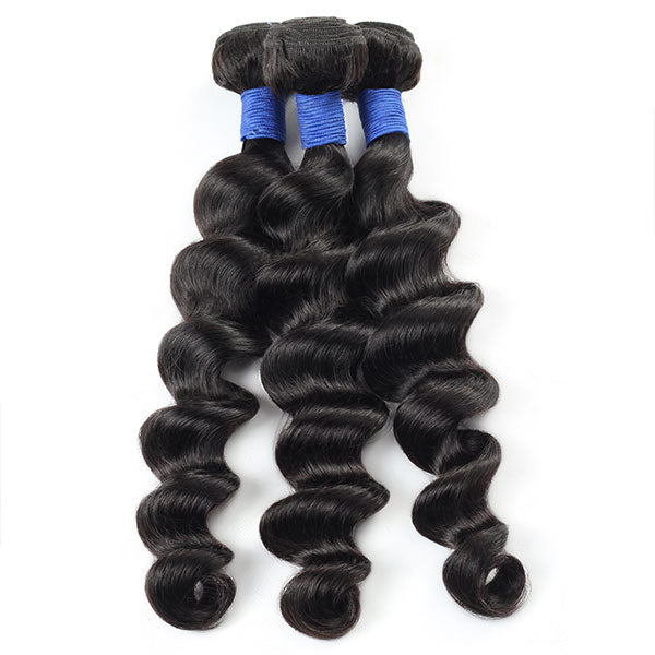 10A Brazilian Virgin Hair Loose Deep 3 Bundles With Lace Closure